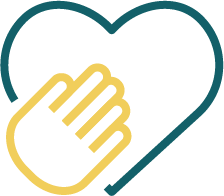 Outline icon of hand resting on a heart, representing honesty