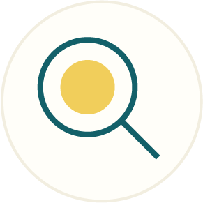 Outline icon of magnifying glass, representing analyzation