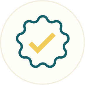 Outline icon of contained checkmark, representing approval
