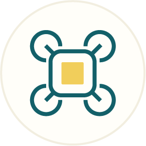 Outline icon of drone, representing inspection