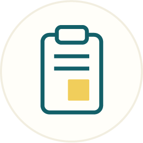 Outline icon of clipboard, representing report