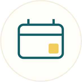Outline icon of calendar, representing scheduling