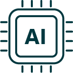 Outline icon of chip with AI in the middle, representing ScanShield AI documentation