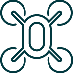 Outline icon of top-view drone, representing drone inspection