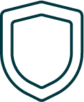 Outline icon of shield, representing insured services