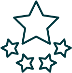 Outline icon of 5 stars, representing excellent workmanship
