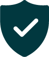 Filled shield with checkmark cutout