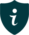 Filled shield with 'i' cutout