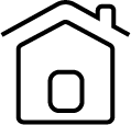 Outline icon of house with door and chimney