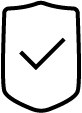 Outline icon of shield with checkmark