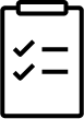 Outline icon of clipboard with two checklist