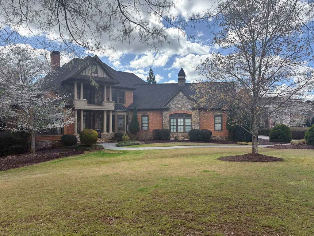 Wide front view of a North Georgia home, showing completed work