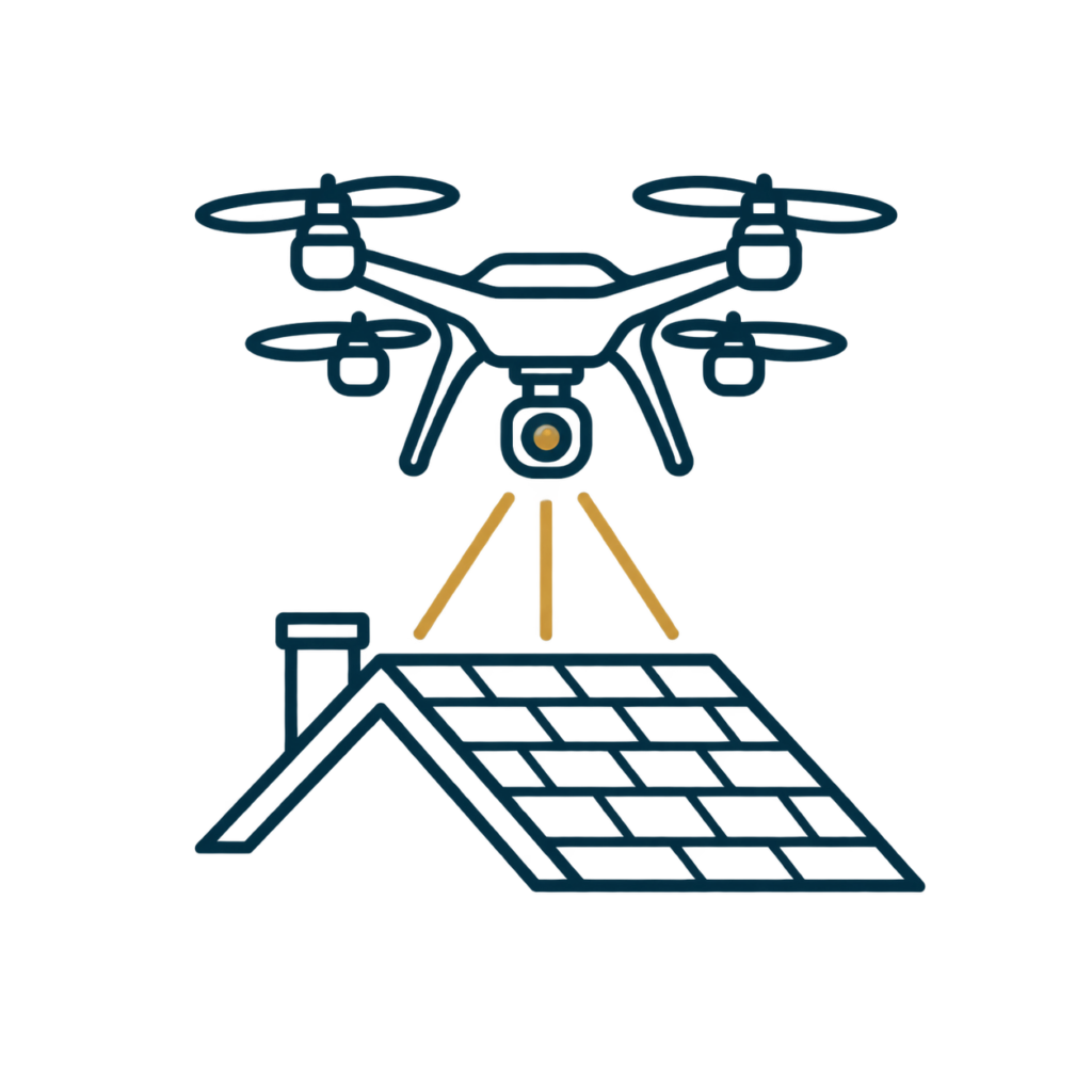 Icon of drone hovering over a roof