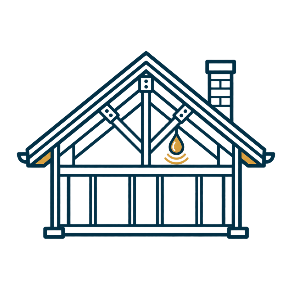 Icon of exposed house interior, showing the attic